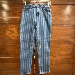 Pacsun LA 25 Blue chalk pinstripe Straight Leg mom jeans denim 100% cotton pants